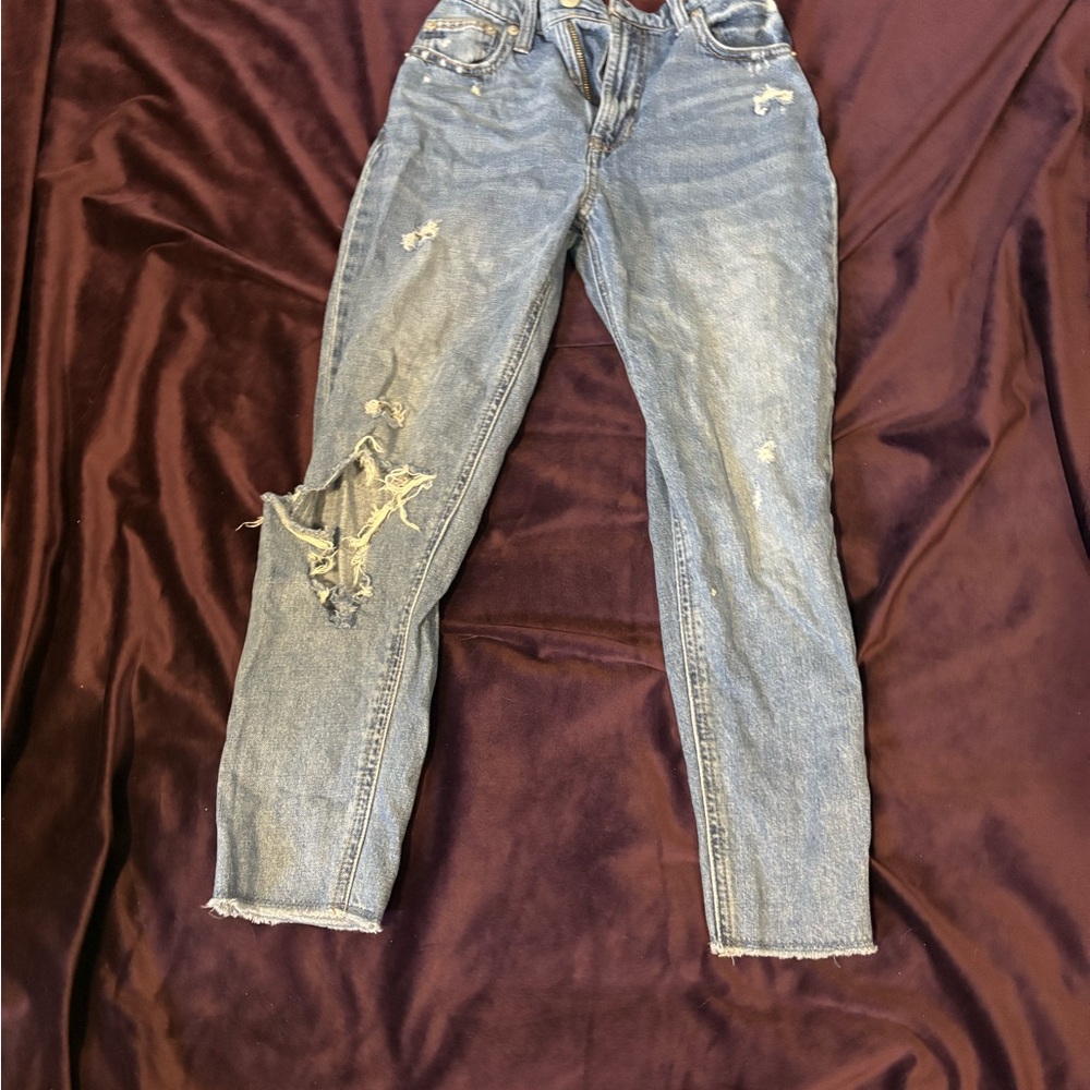 Distressed Blue Denim Jeans